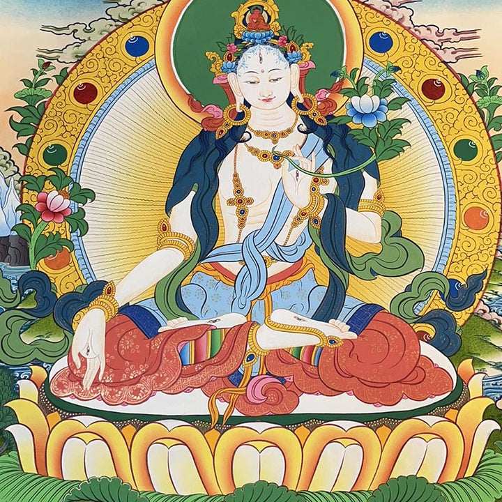 Buddha Stones, tibetisches Thangka-Gemälde, gelber Gott des Reichtums, grüne Tara, Avalokitesvara, handgefertigte Dekoration, Blindbox (zufälliger Stil)