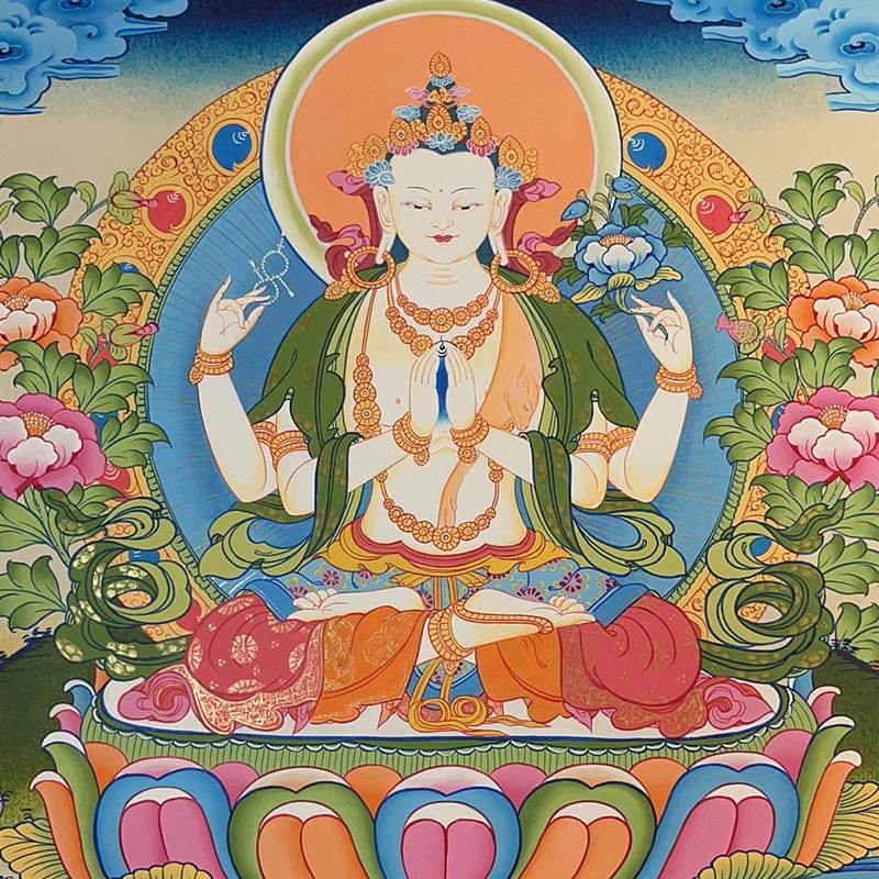 Buddha Stones, tibetisches Thangka-Gemälde, gelber Gott des Reichtums, grüne Tara, Avalokitesvara, handgefertigte Dekoration, Blindbox (zufälliger Stil)