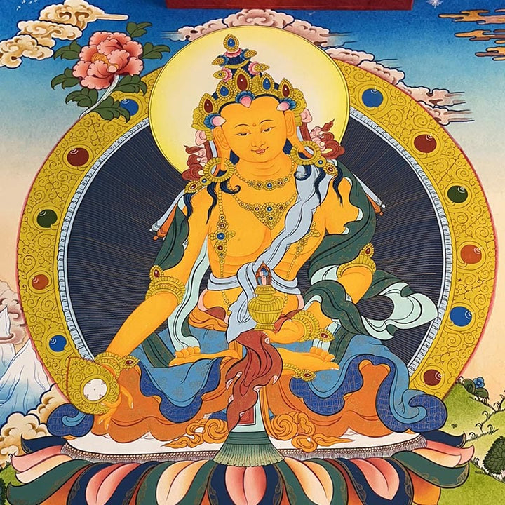 Buddha Stones, tibetisches Thangka-Gemälde, gelber Gott des Reichtums, grüne Tara, Avalokitesvara, handgefertigte Dekoration, Blindbox (zufälliger Stil)
