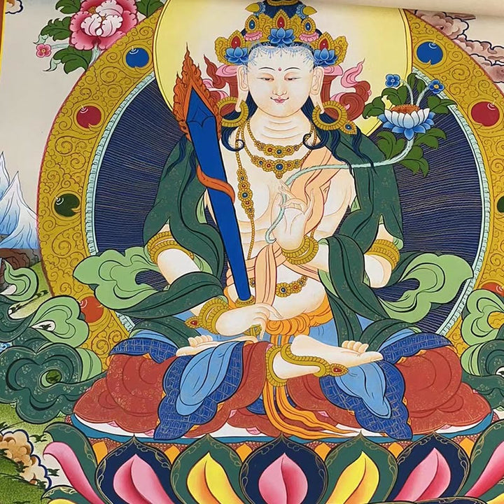 Buddha Stones, tibetisches Thangka-Gemälde, gelber Gott des Reichtums, grüne Tara, Avalokitesvara, handgefertigte Dekoration, Blindbox (zufälliger Stil)