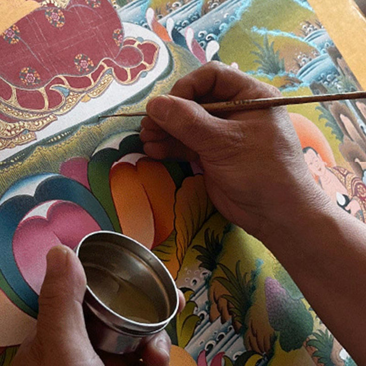 Buddha Stones, tibetisches Thangka-Gemälde, gelber Gott des Reichtums, grüne Tara, Avalokitesvara, handgefertigte Dekoration, Blindbox (zufälliger Stil)