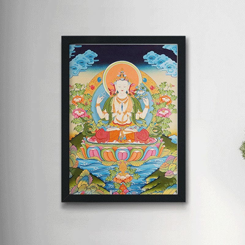 Buddha Stones, tibetisches Thangka-Gemälde, gelber Gott des Reichtums, grüne Tara, Avalokitesvara, handgefertigte Dekoration, Blindbox (zufälliger Stil)