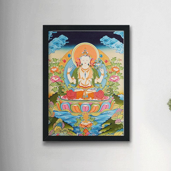 Buddha Stones, tibetisches Thangka-Gemälde, gelber Gott des Reichtums, grüne Tara, Avalokitesvara, handgefertigte Dekoration, Blindbox (zufälliger Stil)