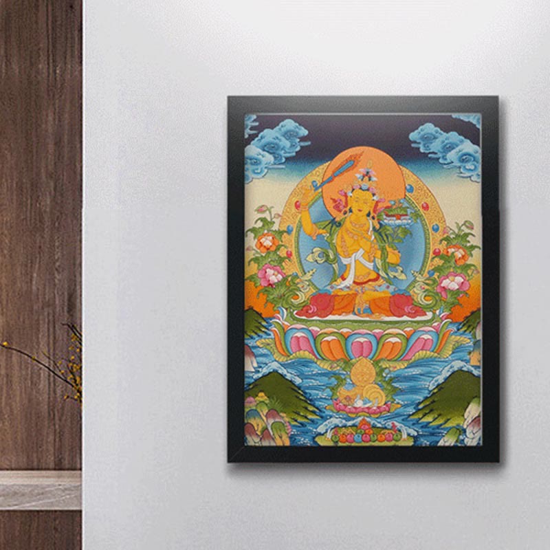 Buddha Stones, tibetisches Thangka-Gemälde, gelber Gott des Reichtums, grüne Tara, Avalokitesvara, handgefertigte Dekoration, Blindbox (zufälliger Stil)
