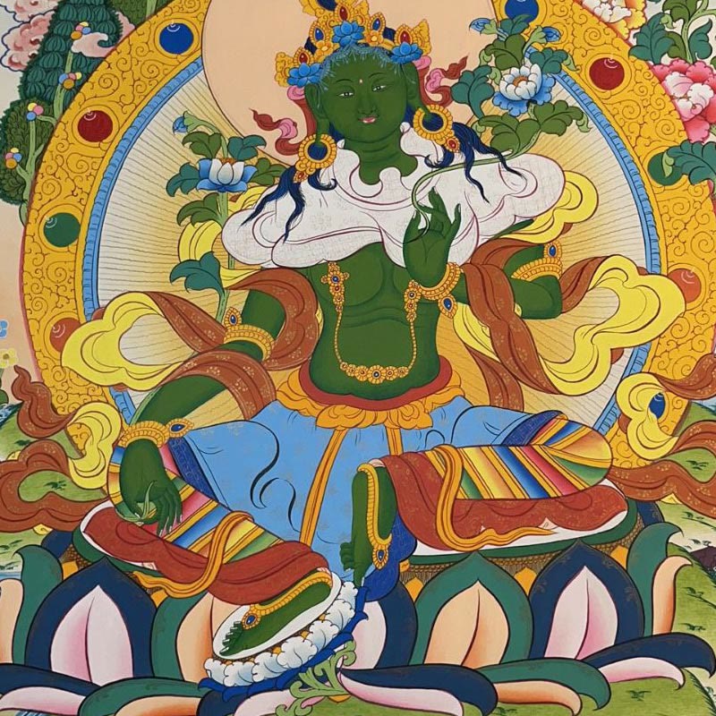 Buddha Stones, tibetisches Thangka-Gemälde, gelber Gott des Reichtums, grüne Tara, Avalokitesvara, handgefertigte Dekoration, Blindbox (zufälliger Stil)