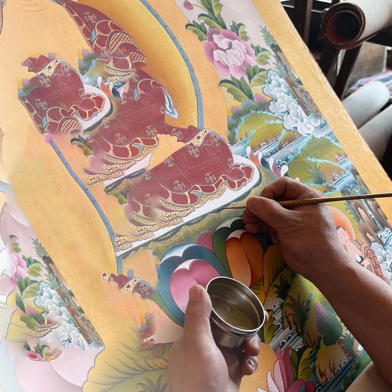 Buddha Stones, tibetisches Thangka-Gemälde, gelber Gott des Reichtums, grüne Tara, Avalokitesvara, handgefertigte Dekoration, Blindbox (zufälliger Stil) - image 24