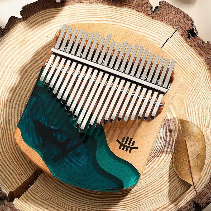 Buddha Stones Kalimba, 17/21 Tasten, Daumenklavier, Buchenholz, Tiefsee-Blauwal, tragbares Fingerklavier