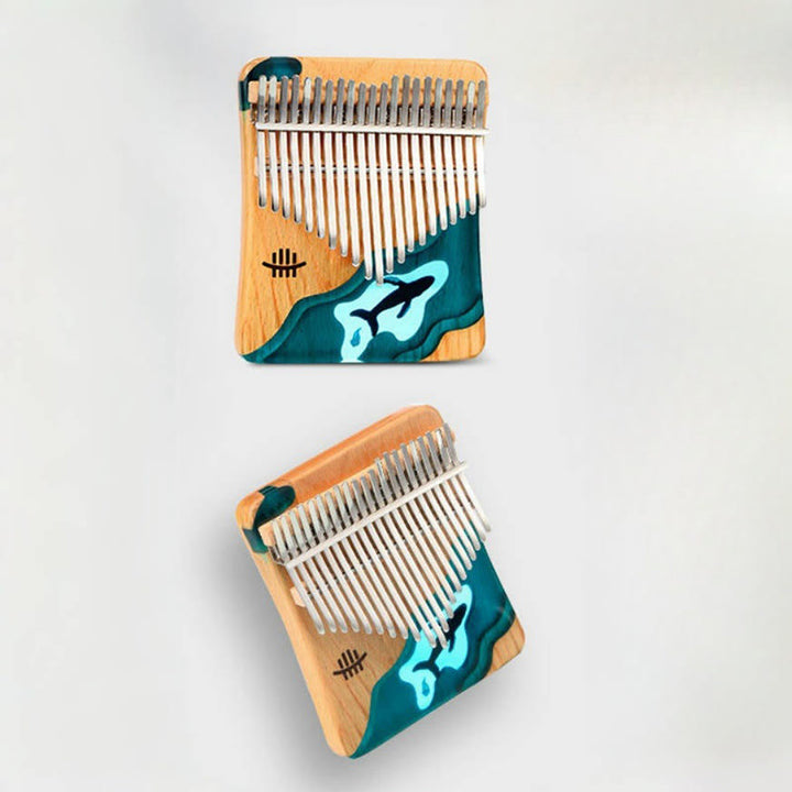 Buddha Stones Kalimba, 17/21 Tasten, Daumenklavier, Buchenholz, Tiefsee-Blauwal, tragbares Fingerklavier