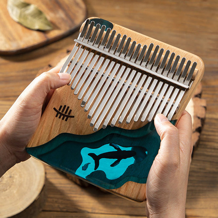Buddha Stones Kalimba, 17/21 Tasten, Daumenklavier, Buchenholz, Tiefsee-Blauwal, tragbares Fingerklavier