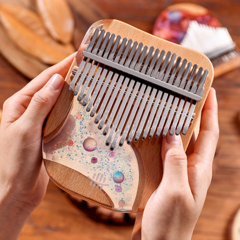 Buddha Stones Kalimba 17/21 Tasten Daumenklavier Buchenholz Planet Universe Tragbares Fingerklavier