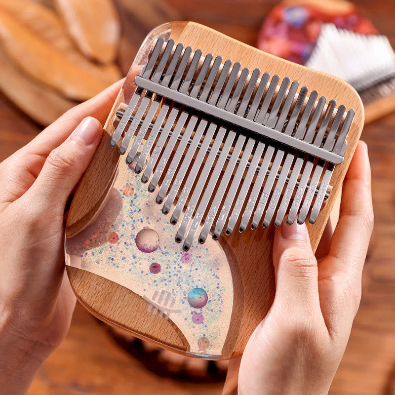 Buddha Stones Kalimba 17/21 Tasten Daumenklavier Buchenholz Planet Universe Tragbares Fingerklavier