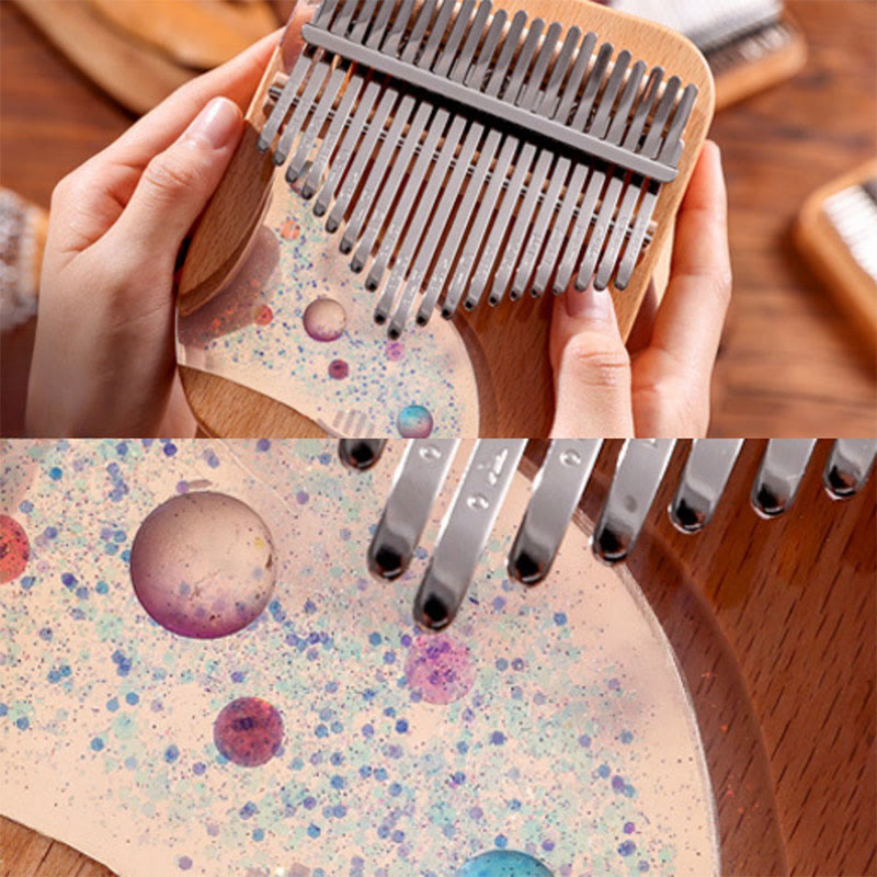Buddha Stones Kalimba 17/21 Tasten Daumenklavier Buchenholz Planet Universe Tragbares Fingerklavier