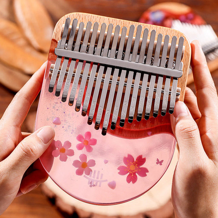 Buddha Stones Kalimba, 17/21 Tasten, Daumenklavier, Buchenholz, rosa Kirsche, tragbares Fingerklavier