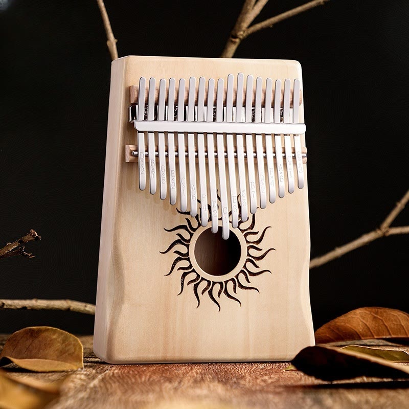 Buddha Stones Kalimba, 17/21 Tasten, Daumenklavier, Sonnenmuster, Ahornholz, tragbares Fingerklavier für Anfänger