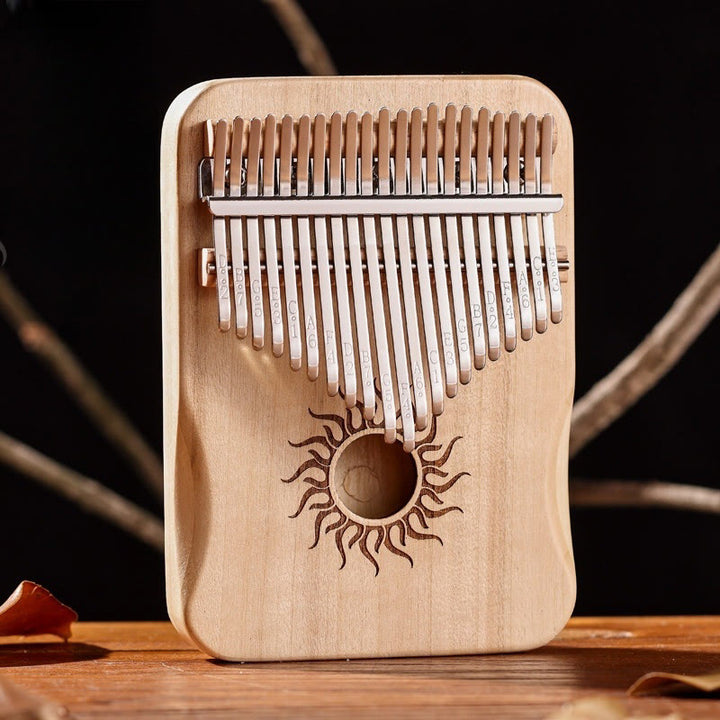 Buddha Stones Kalimba, 17/21 Tasten, Daumenklavier, Sonnenmuster, Ahornholz, tragbares Fingerklavier für Anfänger