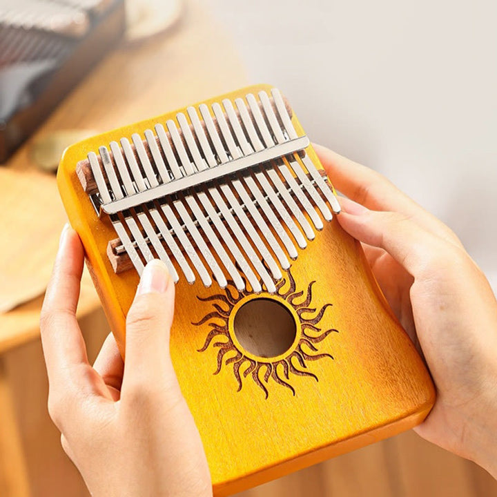 Buddha Stones Kalimba, 17/21 Tasten, Daumenklavier, Sonnenmuster, Ahornholz, tragbares Fingerklavier für Anfänger