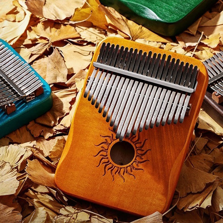 Buddha Stones Kalimba, 17/21 Tasten, Daumenklavier, Sonnenmuster, Ahornholz, tragbares Fingerklavier für Anfänger