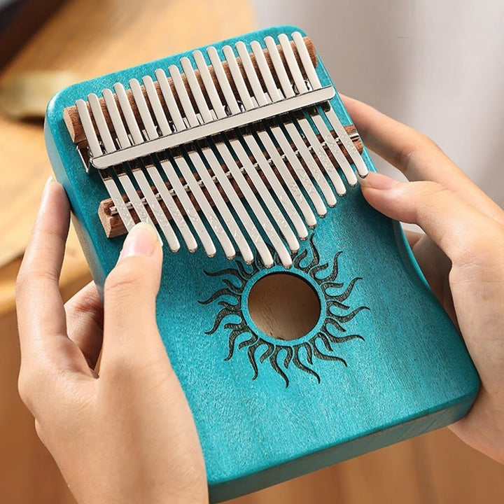 Buddha Stones Kalimba, 17/21 Tasten, Daumenklavier, Sonnenmuster, Ahornholz, tragbares Fingerklavier für Anfänger