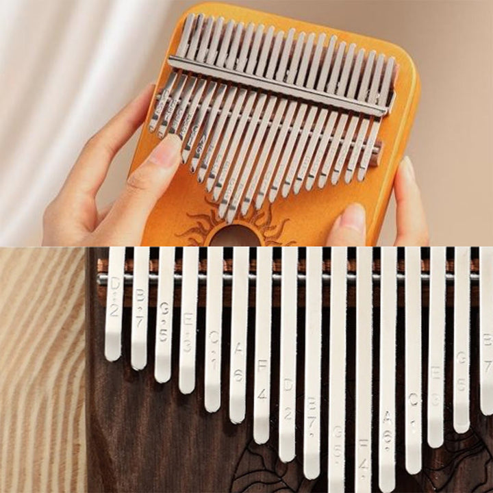 Buddha Stones Kalimba, 17/21 Tasten, Daumenklavier, Sonnenmuster, Ahornholz, tragbares Fingerklavier für Anfänger