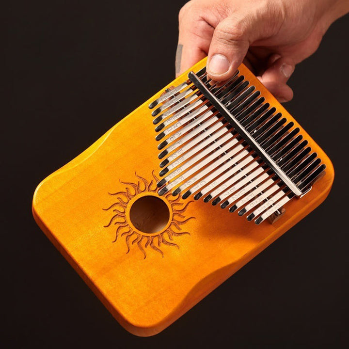 Buddha Stones Kalimba, 17/21 Tasten, Daumenklavier, Sonnenmuster, Ahornholz, tragbares Fingerklavier für Anfänger
