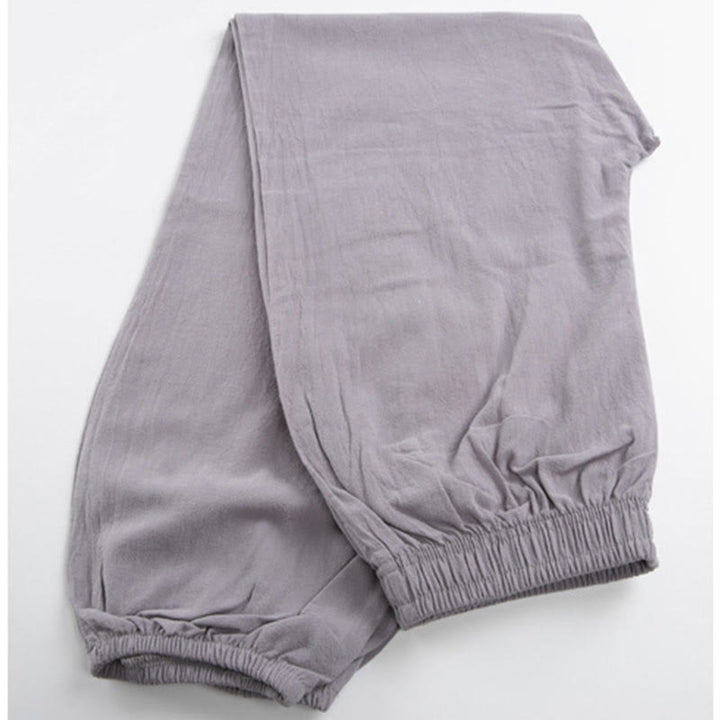 Buddha Stones Sommer-Trainingshose, einfarbig, Unisex, elastische Taille, Tai Chi, Qigong, mit Taschen - image 3
