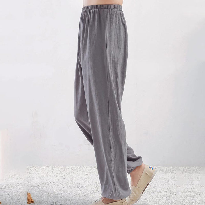 Buddha Stones Sommer-Trainingshose, einfarbig, Unisex, elastische Taille, Tai Chi, Qigong, mit Taschen - Graue Frau - 3XL– PASSEND FÜR US/ UK/ AU/ EU– 2XL - image 2