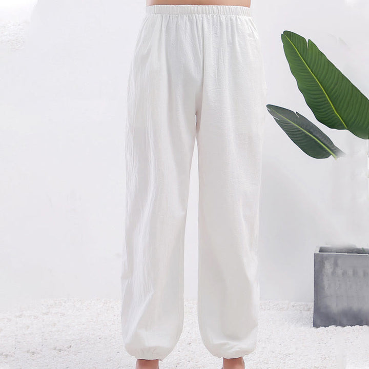 Buddha Stones Sommer-Trainingshose, einfarbig, Unisex, elastische Taille, Tai Chi, Qigong, mit Taschen - image 5