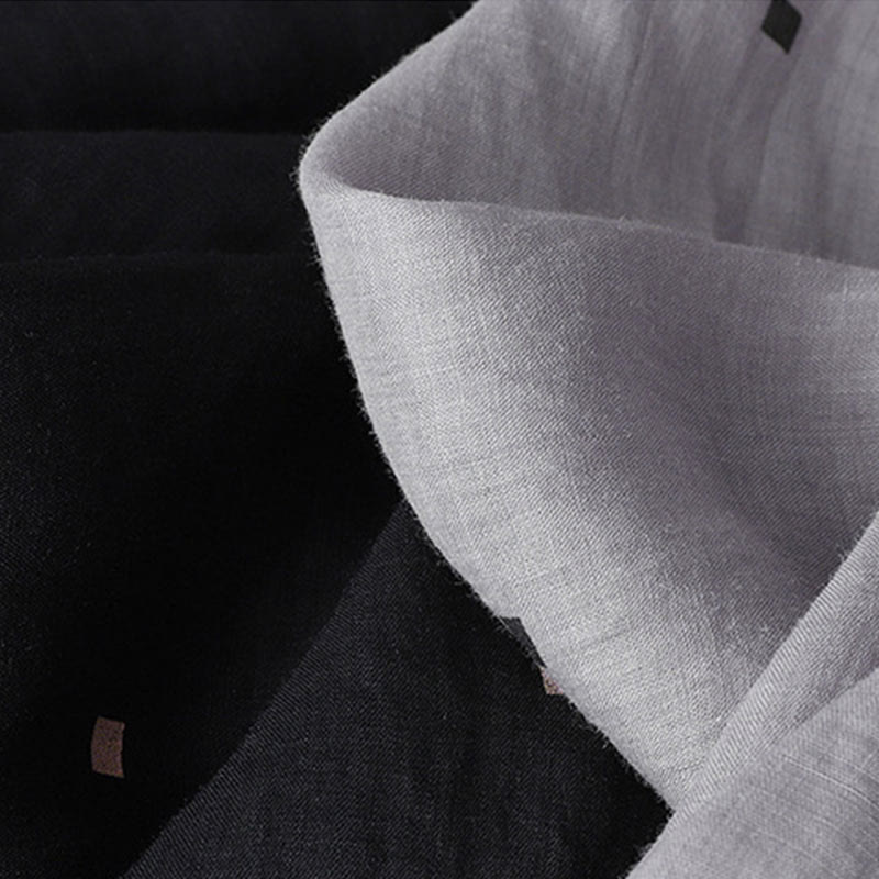 Buddha Stones Sommer-Hose aus lässigem Baumwollleinen mit weitem Bein und Taschen