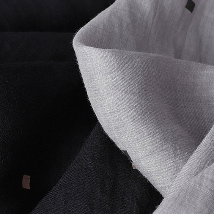 Buddha Stones Sommer-Hose aus lässigem Baumwollleinen mit weitem Bein und Taschen