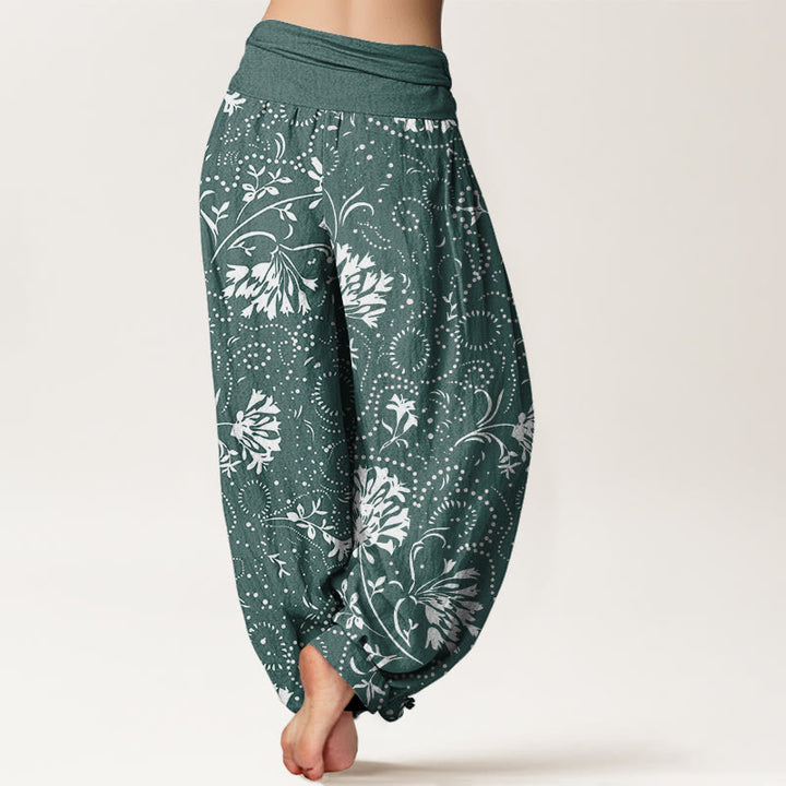 Buddha Stones Lässige Haremshose mit Blumenmuster und elastischer Taille für Damen - image 3