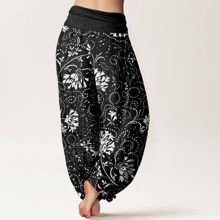Buddha Stones Lässige Haremshose mit Blumenmuster und elastischer Taille für Damen - image 7