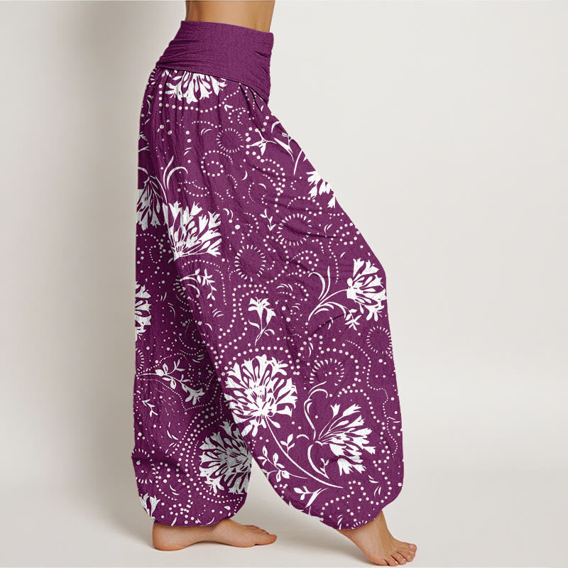 Buddha Stones Lässige Haremshose mit Blumenmuster und elastischer Taille für Damen - image 9