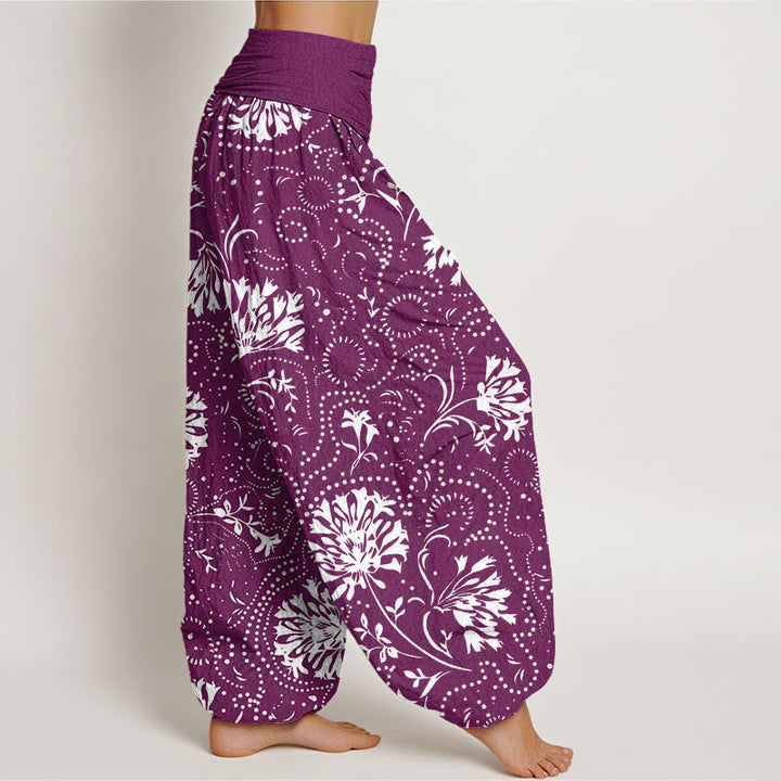 Buddha Stones Lässige Haremshose mit Blumenmuster und elastischer Taille für Damen - image 9