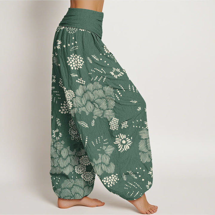 Lässige Haremshose mit Blumenmuster und Buddha Stones für Damen, elastische Taille - image 6