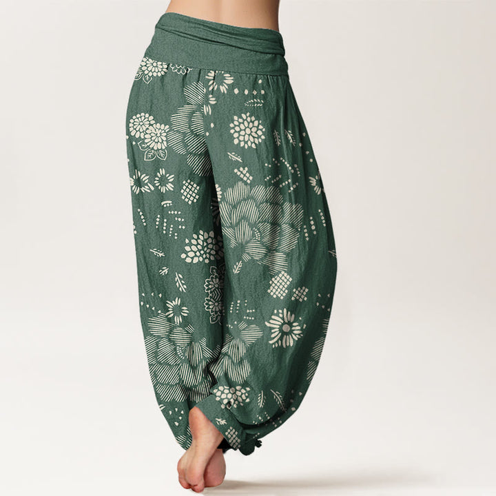 Lässige Haremshose mit Blumenmuster und Buddha Stones für Damen, elastische Taille - image 7