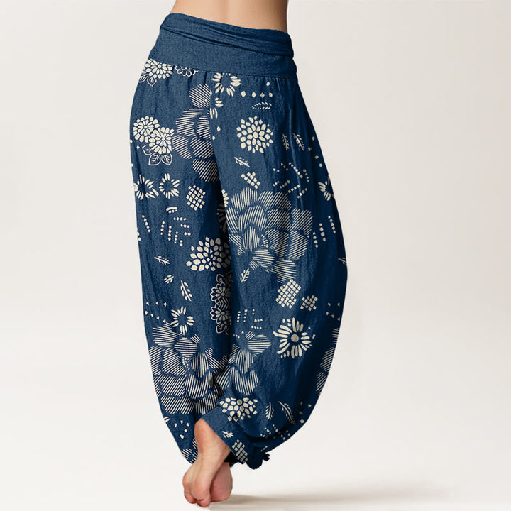 Lässige Haremshose mit Blumenmuster und Buddha Stones für Damen, elastische Taille - image 10