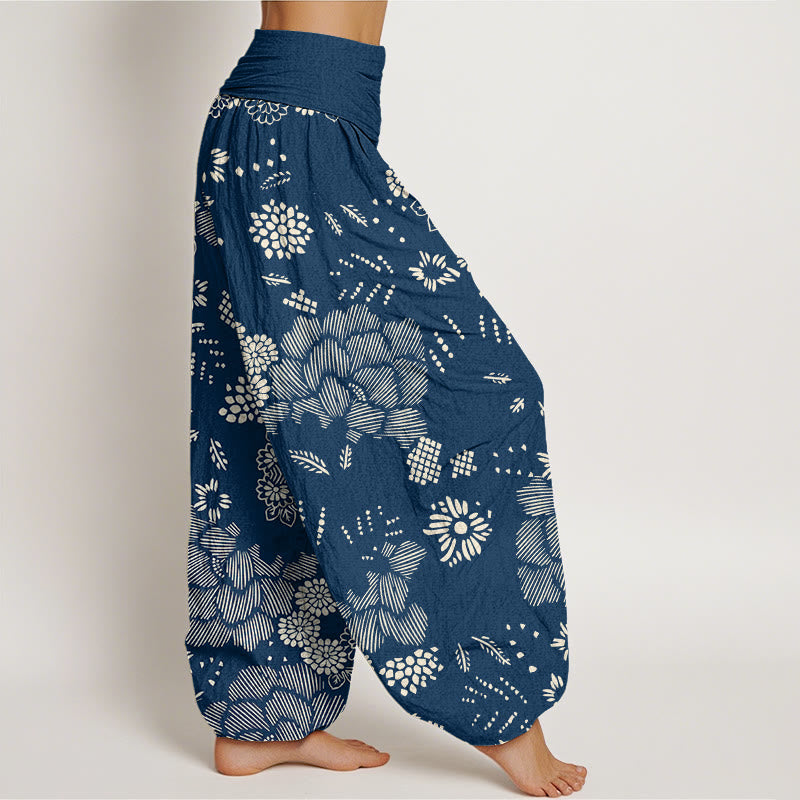 Lässige Haremshose mit Blumenmuster und Buddha Stones für Damen, elastische Taille - image 9