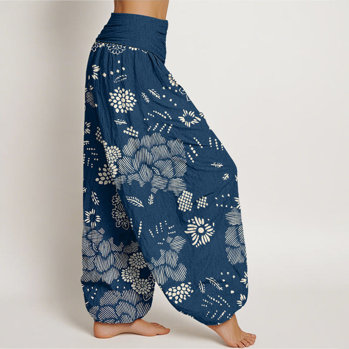Lässige Haremshose mit Blumenmuster und Buddha Stones für Damen, elastische Taille - image 9