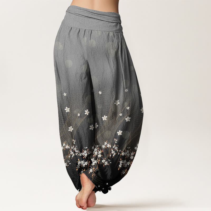 Lässige Haremshose mit Blumenmuster und gewellten Linien, kreisförmigen Lichtpunkten und Buddha Stones, elastischer Taille für Damen - image 7