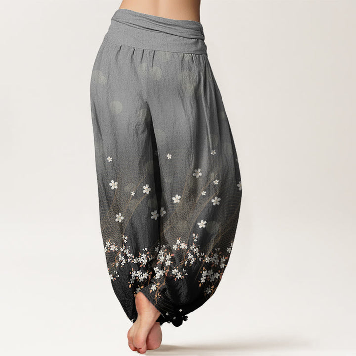 Lässige Haremshose mit Blumenmuster und gewellten Linien, kreisförmigen Lichtpunkten und Buddha Stones, elastischer Taille für Damen - image 7