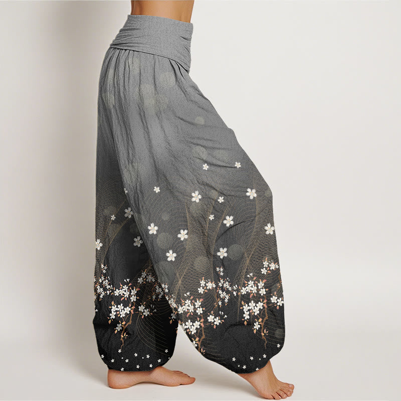 Lässige Haremshose mit Blumenmuster und gewellten Linien, kreisförmigen Lichtpunkten und Buddha Stones, elastischer Taille für Damen - image 6
