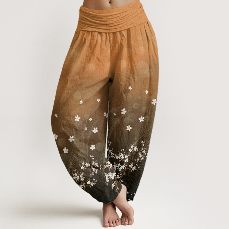 Lässige Haremshose mit Blumenmuster und gewellten Linien, kreisförmigen Lichtpunkten und Buddha Stones, elastischer Taille für Damen - SandyBrown - US22， UK/AU26，EU54 (6XL) - image 8