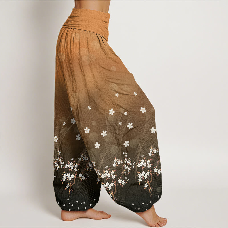 Lässige Haremshose mit Blumenmuster und gewellten Linien, kreisförmigen Lichtpunkten und Buddha Stones, elastischer Taille für Damen - image 9