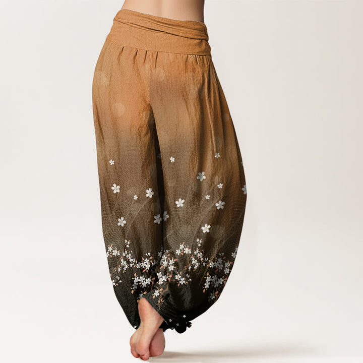 Lässige Haremshose mit Blumenmuster und gewellten Linien, kreisförmigen Lichtpunkten und Buddha Stones, elastischer Taille für Damen - image 10
