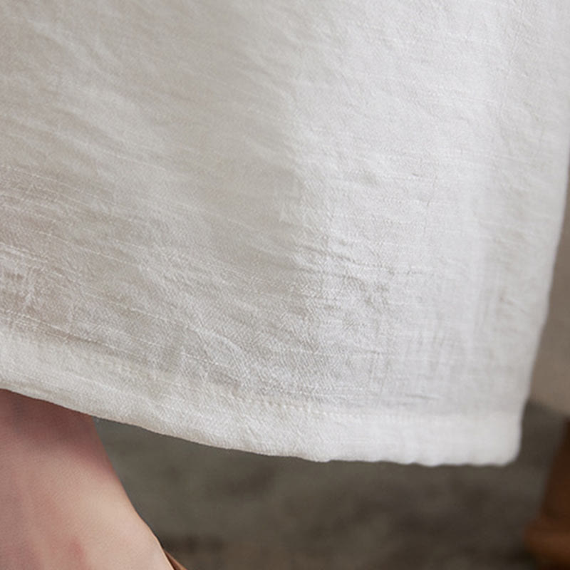 Buddha Stones 2-teiliges beiges chinesisches Froschknopf-Design, langärmeliges Hemd, Oberteil und Hose, Meditation, Zen, Tai Chi, Baumwoll-Leinen-Kleidung für Damen - image 16