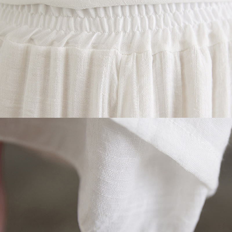 Buddha Stones 2-teiliges beiges chinesisches Froschknopf-Design, langärmeliges Hemd, Oberteil und Hose, Meditation, Zen, Tai Chi, Baumwoll-Leinen-Kleidung für Damen - image 18