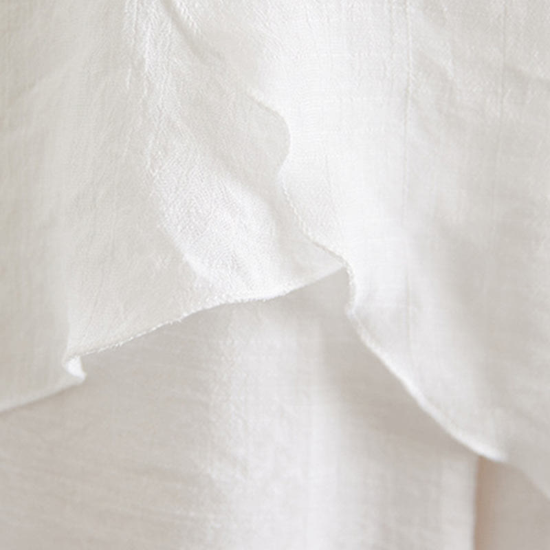 Buddha Stones 2-teiliges beiges chinesisches Froschknopf-Design, langärmeliges Hemd, Oberteil und Hose, Meditation, Zen, Tai Chi, Baumwoll-Leinen-Kleidung für Damen - image 12