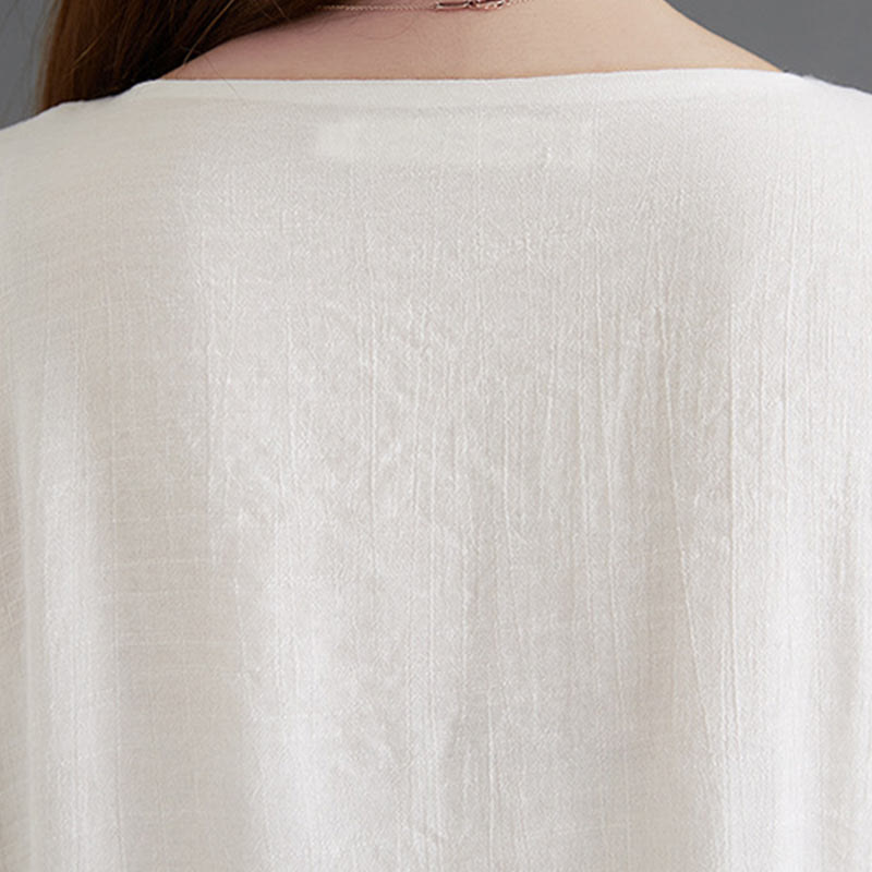 Buddha Stones 2-teiliges beiges chinesisches Froschknopf-Design, langärmeliges Hemd, Oberteil und Hose, Meditation, Zen, Tai Chi, Baumwoll-Leinen-Kleidung für Damen - image 10