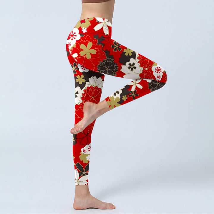 Buddha Stones Kirschblütenblätter Musterdruck Gym Leggings Damen Yogahose - image 4