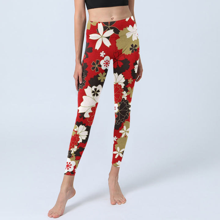 Buddha Stones Kirschblütenblätter Musterdruck Gym Leggings Damen Yogahose - image 6